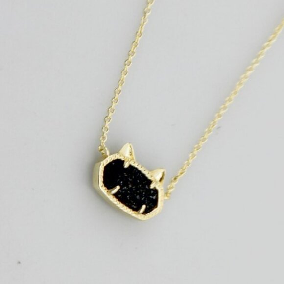 💗✨Kendra Scott Gold with Black Stone Cat Pendant Necklace - Picture 3 of 3